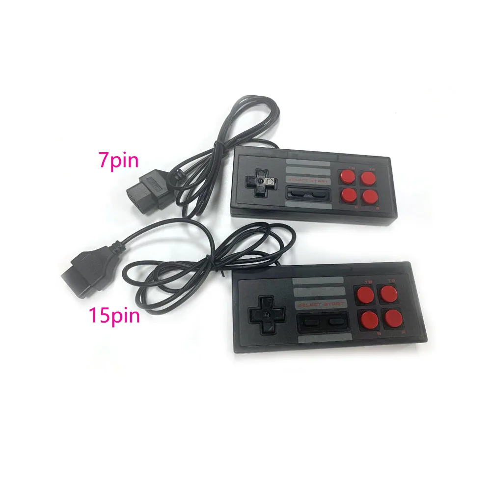 Consola de juegos gamepad 8bit estilo 15Pin 7PIN controlador de Cable de enchufe para NES para FC wird controlador de juego negro transparente