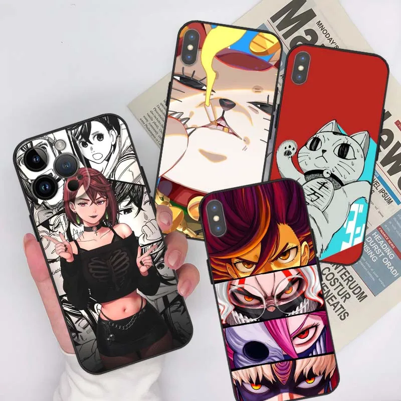 Funda de Anime Art Dandadan para Apple iPhone 12 11 8 7 6 6S XS XR X SE Mini Plus Pro Max funda de teléfono negra