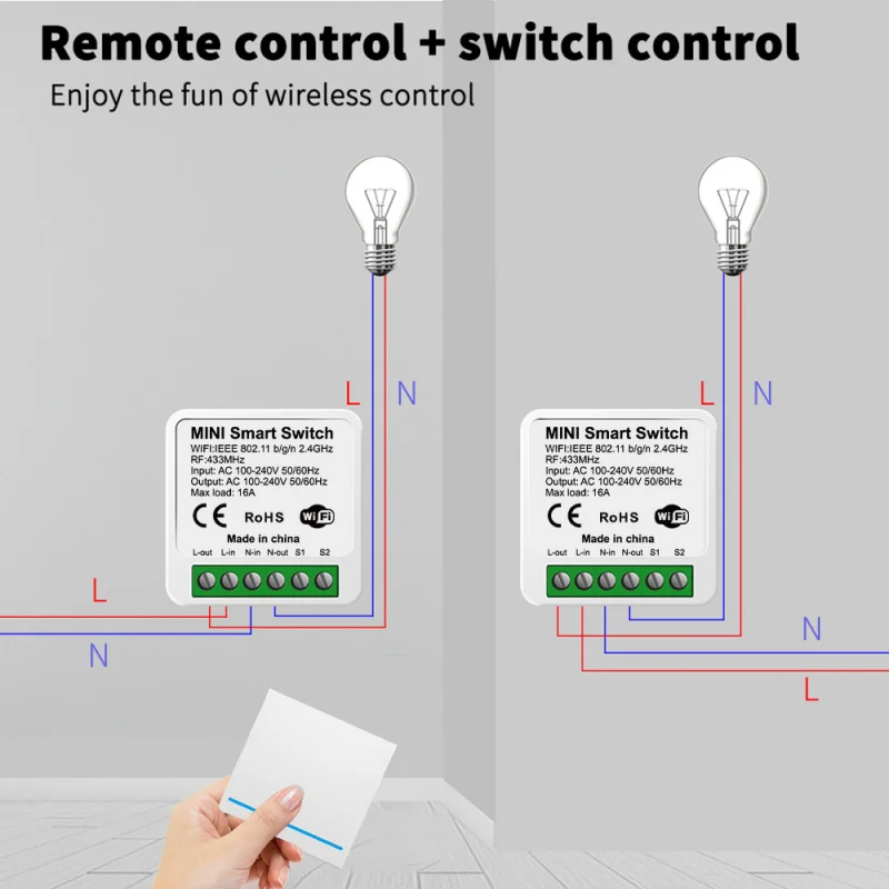 Tuya WiFi + RF433 interruptor inteligente sin cableado módulo de relé de Control remoto inalámbrico adhesivo funciona con Google Home/Alexa - imagen 5