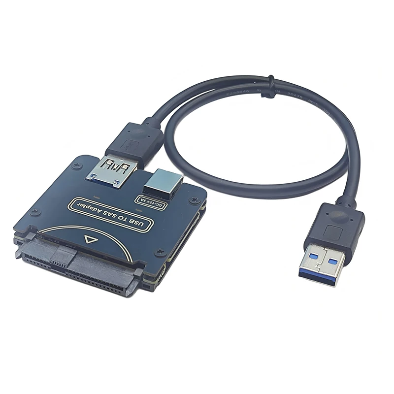 Adaptador SAS a USB con adaptador de fuente de alimentación de 12V/3A unidad de disco duro SAS 29 pines a USB3.2 GEN1 convertidor elevador de 5Gbps para PC portátil - imagen 5
