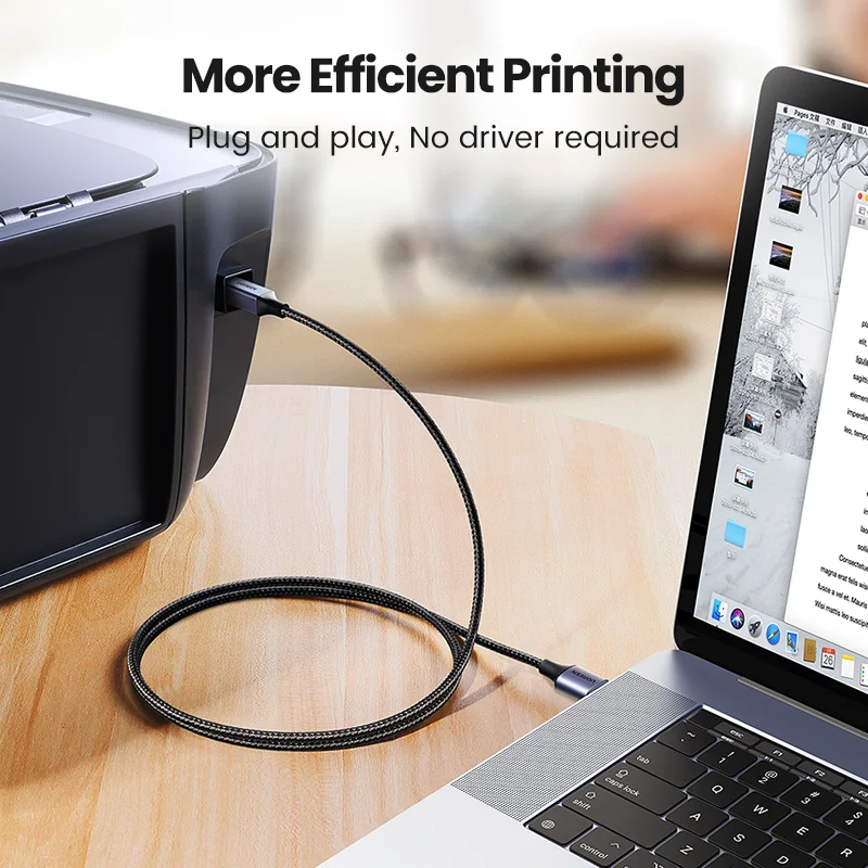 Cable de impresora USB Ugreen USB tipo B macho a un macho Cable USB 3,0 2,0 para impresora de etiquetas Canon Epson HP ZJiang impresora USB DAC - imagen 3