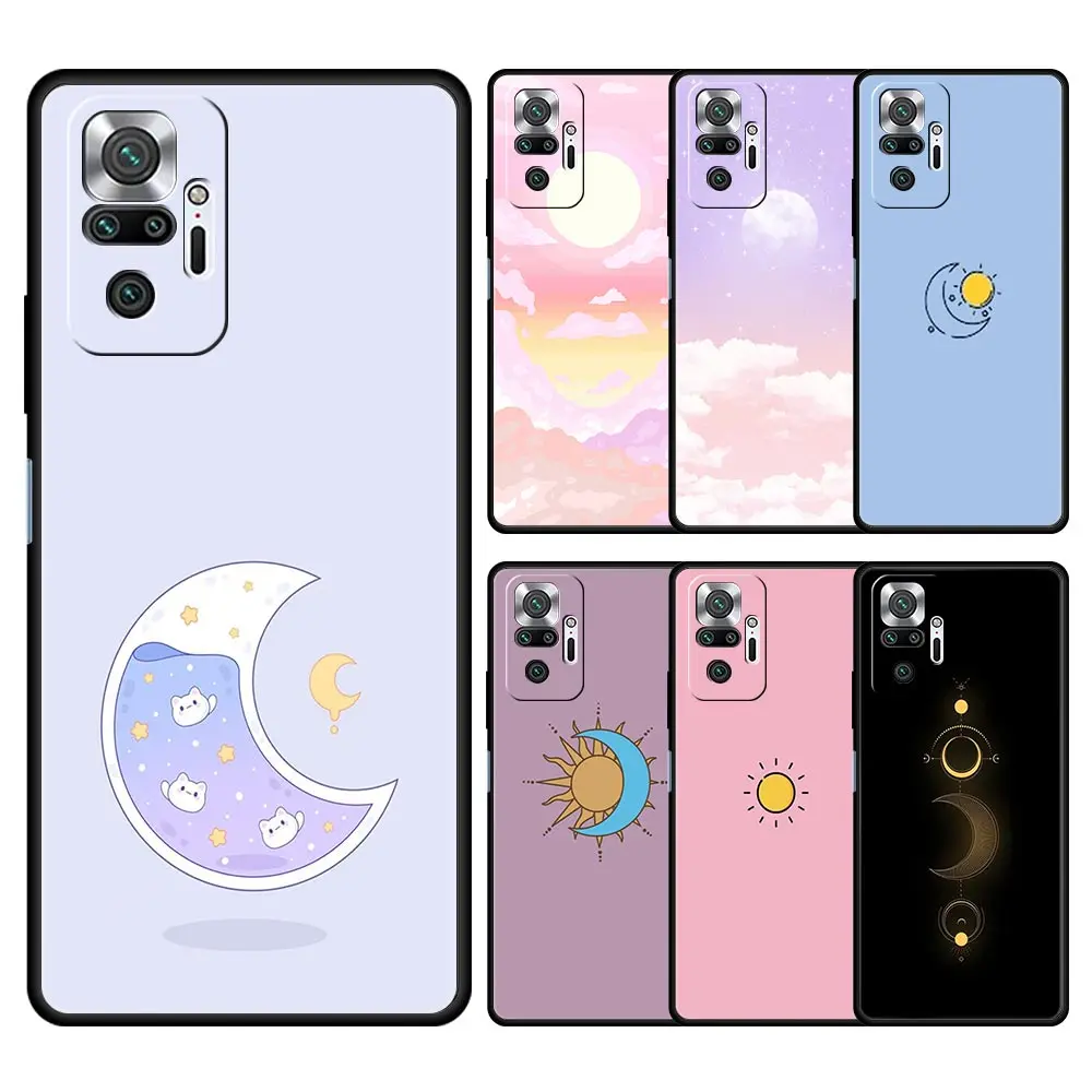 Funda de teléfono minimalista de dibujos animados Sun Moon para Xiaomi Redmi Note 14 13 12 5G 9S 9 10 11 Pro Plus 9T 14C 13C 12C 10C 9C 9A