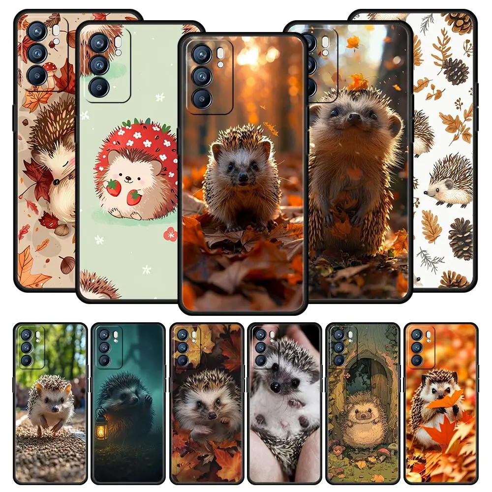 Funda de teléfono para Oppo Reno13 Reno12 Reno11 F Reno10 Pro A54 A53 A95 A76 A74 A57 A98 A80 A79 5G A78 4G cubierta lindo pequeño erizo