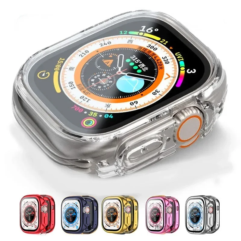 Funda completa de TPU para Apple Watch Ultra 2, 49mm, 42mm, 44mm, 40mm, 38mm, Protector de pantalla para iWatch series 8, 7, 6, 5, 4 SE, 45mm, 41mm