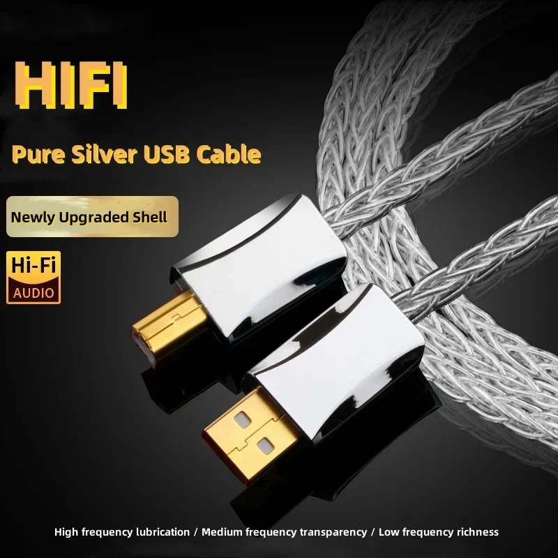 Cables de Audio USB HiFi DAC tipo A a B C OTG Cabo Cable de impresora para amplificador de teléfono móvil Cable Chapado en plata esterlina 4N - imagen 2