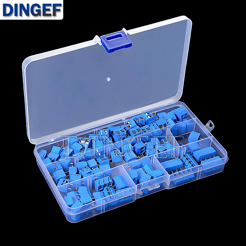 100 Uds PCB conector de bloque de terminales de tornillo KF301 paso 5,0 MM 2P 3P 4P caja de Kit empalmable KF301-2 azul KF301-2P KF301-3P KF-301 - imagen 4