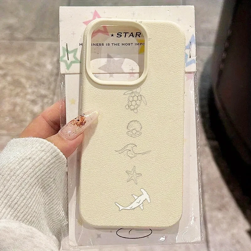 Funda con patrón de tiburón y estrella de mar, flor de tortuga en blanco y negro para Xiaomi Poco F7 F6 F5 X7 X6 X5 M6 Pro 4G 15T 14T 13T 15 14 13