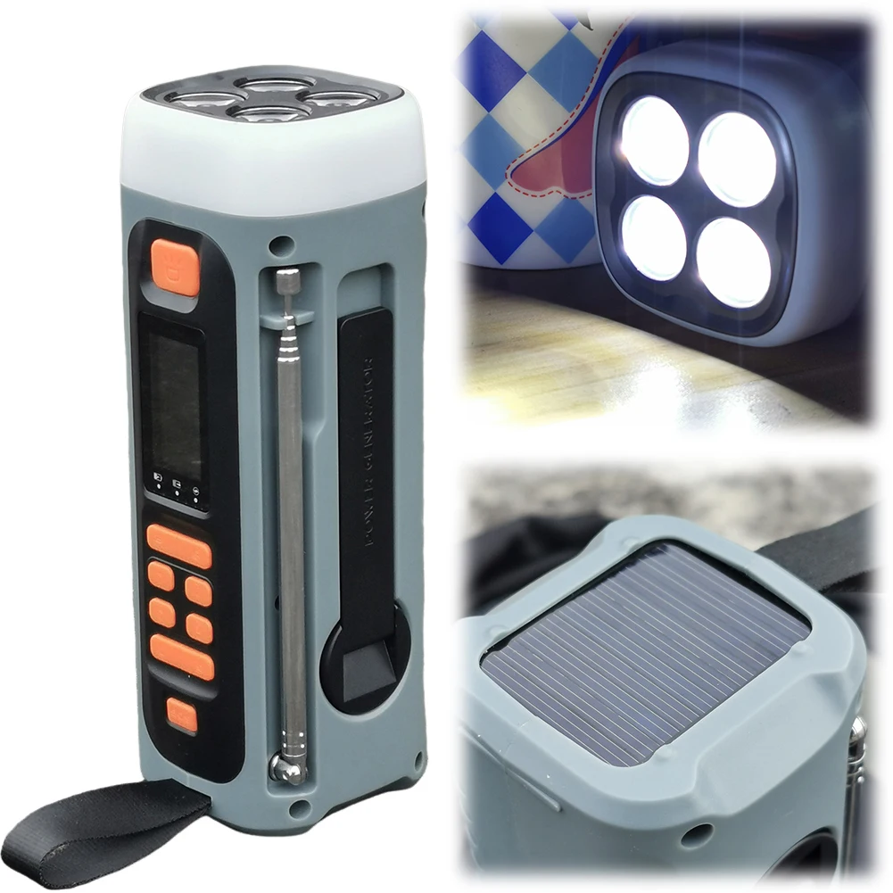 Radio FM DAB portátil con linterna, altavoz BT, Radio Solar, Radio meteorológica de emergencia para supervivencia de tormentas de acampada de emergencia