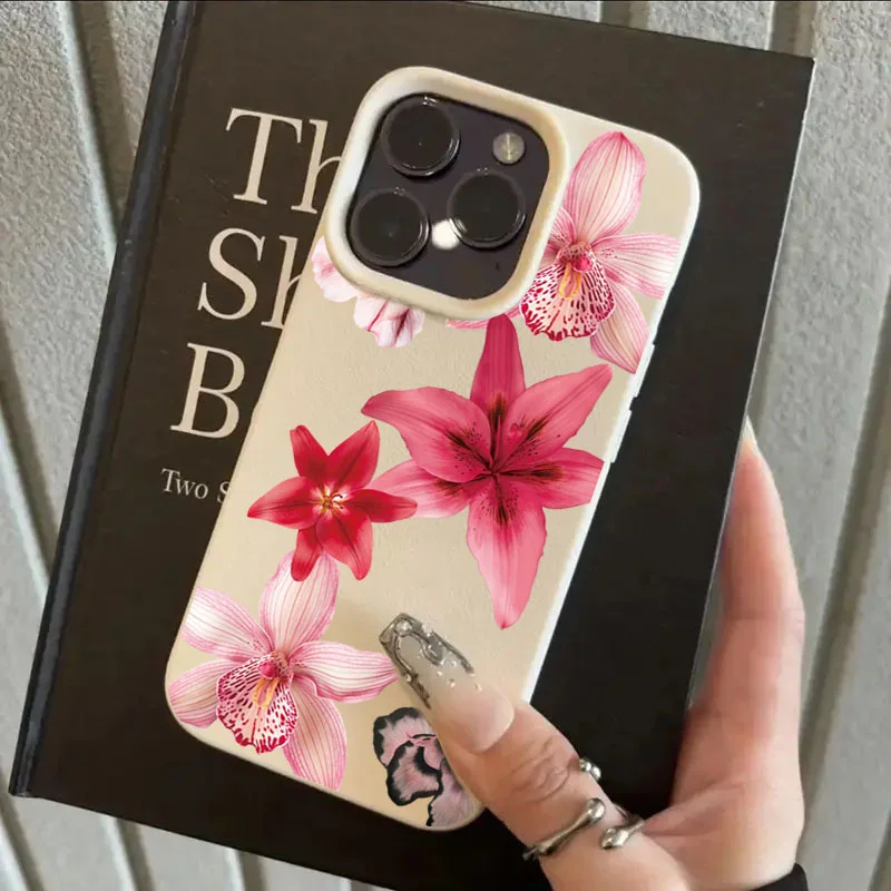 Funda de teléfono con diseño Floral rosa a la moda para iPhone 17 16 15 14 13 12 11 Pro Max XS X XR 16 Plus 16e cubierta de silicona suave a prueba de golpes - imagen 2