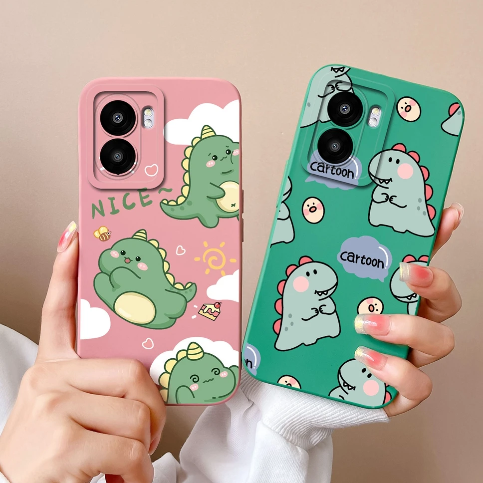 Funda de silicona suave para móvil, carcasa cuadrada de dinosaurio encantador, TPU, para Oppo A57, A57E, A57S, 4G, 5G, OppoA 57, E, A57S, 4G, 5G - imagen 4