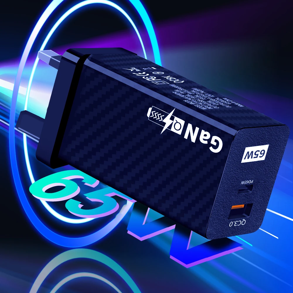 Cargador GaN de 65W PD Quick Charge 4,0 3,0 tipo C USB C adaptador de cargador rápido cargador portátil de teléfono móvil para tableta iPhone 15 14 - imagen 2