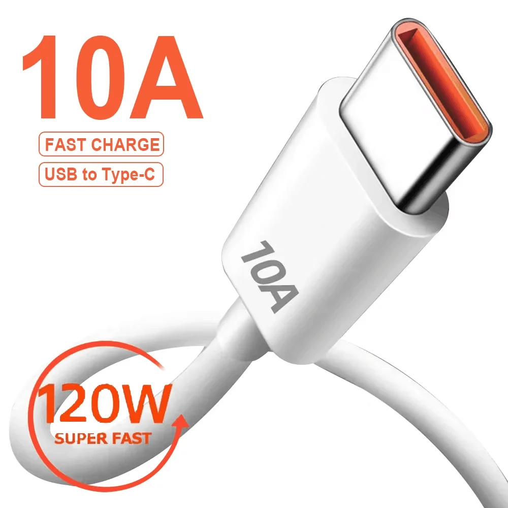 Cable USB tipo C 120W 10A Cable de datos de carga súper rápida para Huawei P40 Honor Xiaomi Samsung Cable cargador de teléfono USB de carga rápida