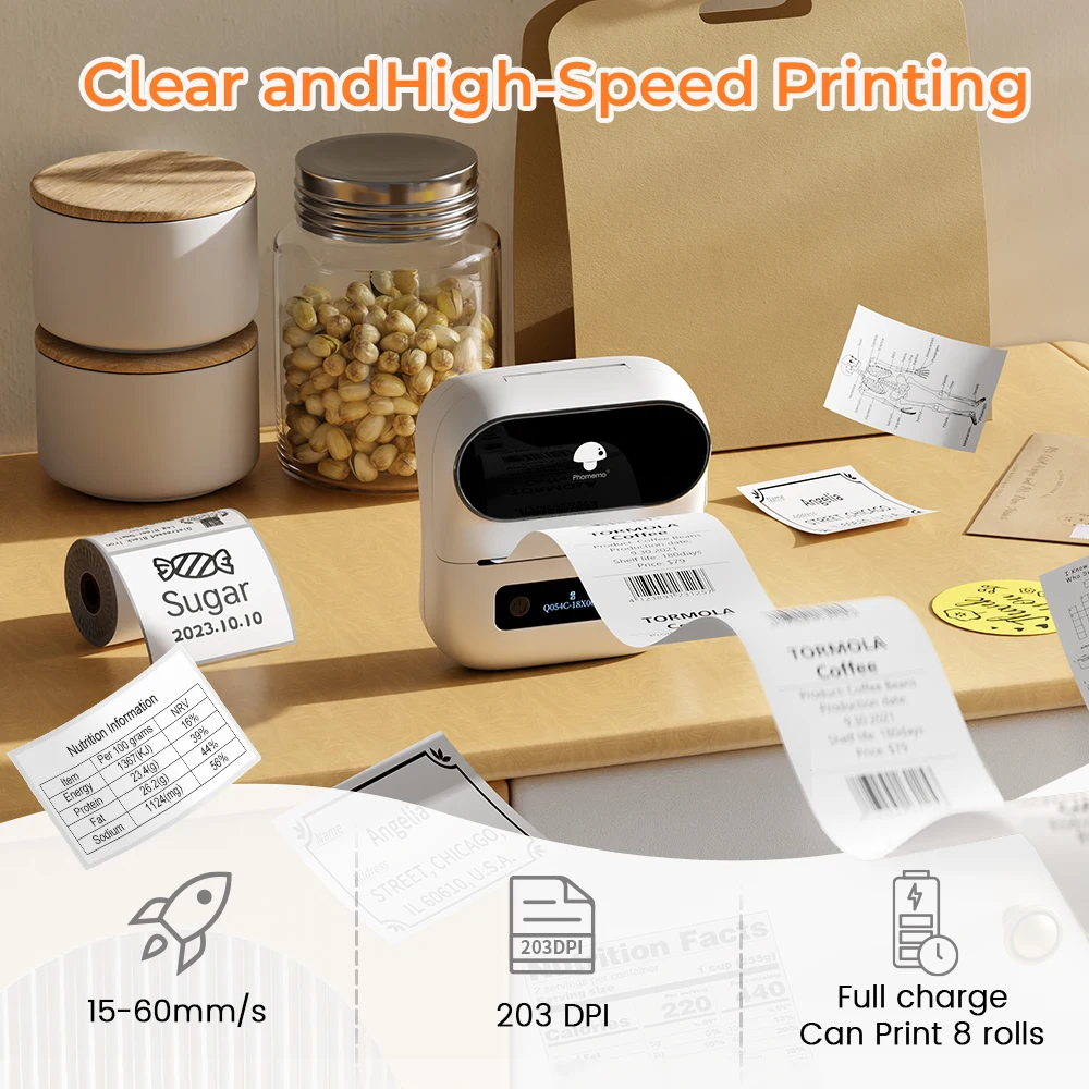 Impresora de etiquetas Phomemo M220, máquina para hacer etiquetas, impresora térmica de etiquetas autoadhesivas de 80mm para máquina etiquetadora Bluetooth móvil - imagen 2