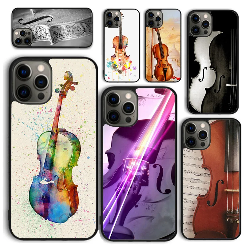 Funda de teléfono con violín y violonchelo Musical para iPhone 17 Air 16 Coque 15 14 12 13 PLUS 11 PRO MAX, carcasa trasera
