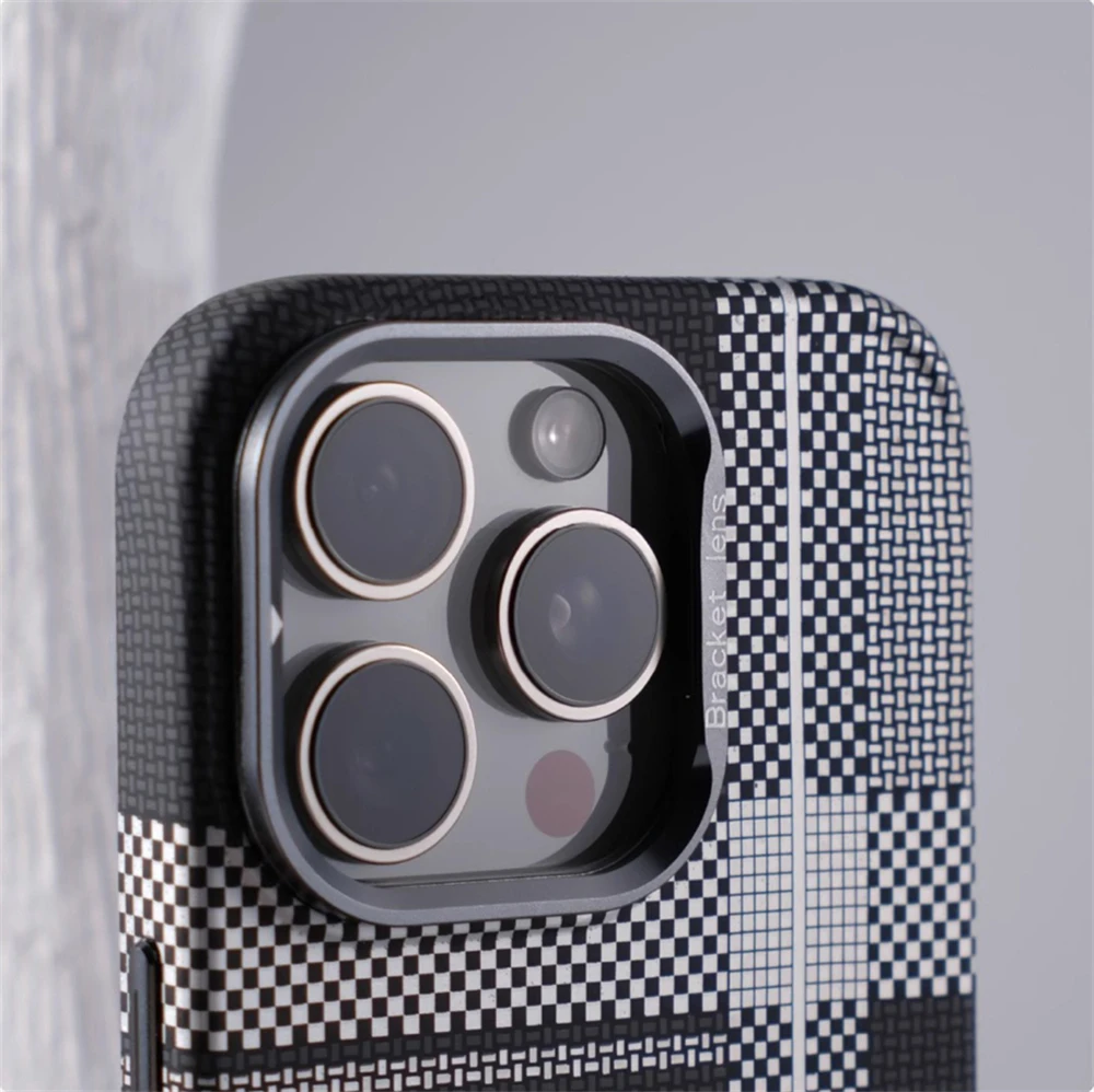 Soporte de lente de Metal de invisibilidad, funda magnética con patrón de fibra de carbono para iPhone 16 Pro Max 15 14 13, cubierta de carga inalámbrica MagSafe - imagen 4