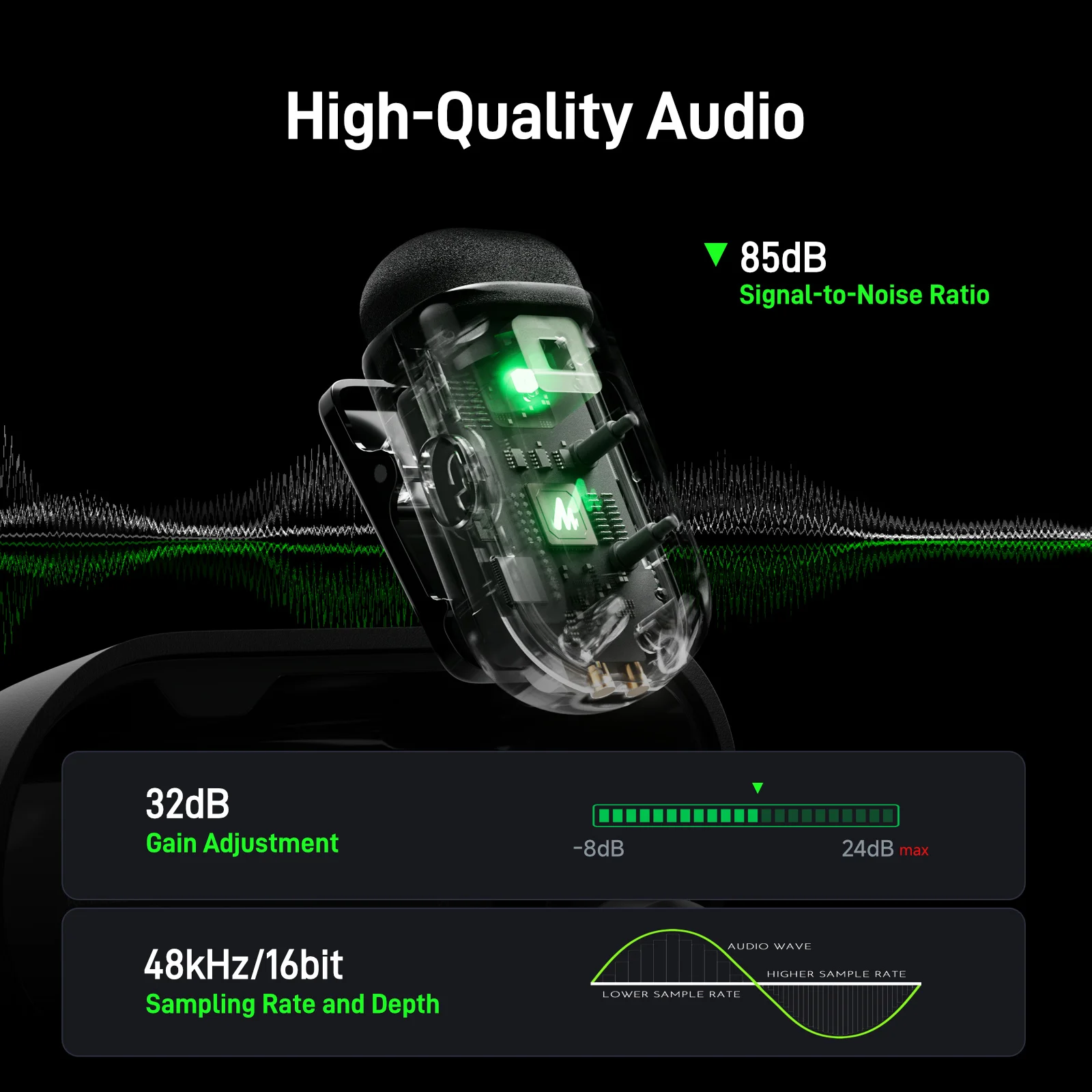 MAONO T1mini micrófono Lav inalámbrico para teléfono AI cancelación de ruido recorte automático Control de aplicación micrófono con Clip para grabación de vídeoVlog - imagen 3