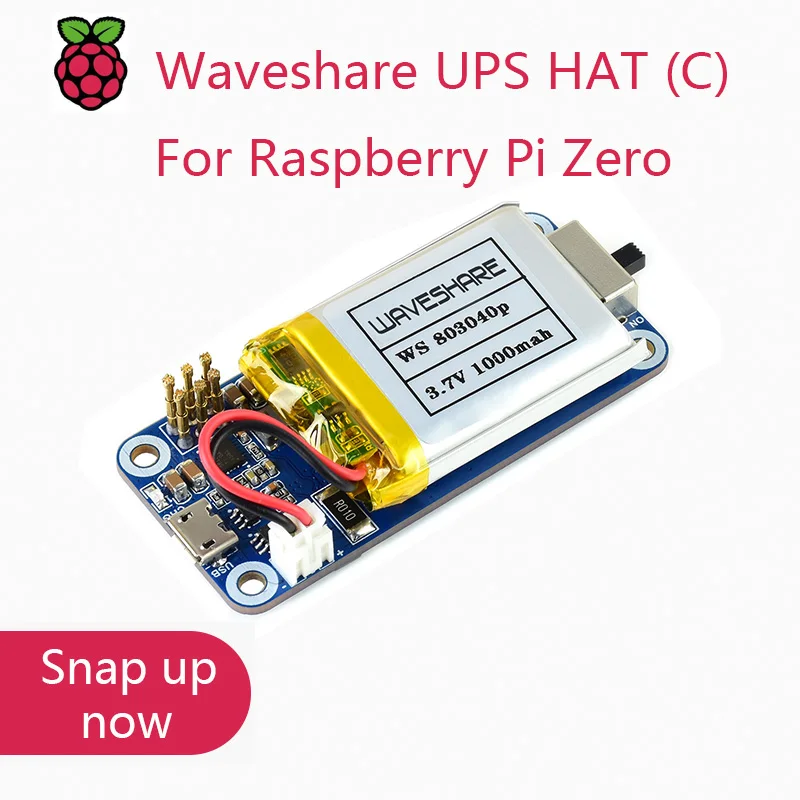 Waveshare UPS HAT (C) para Raspberry Pi Zero, fuente de alimentación ininterrumpida de 5 V, circuitos de protección de múltiples baterías