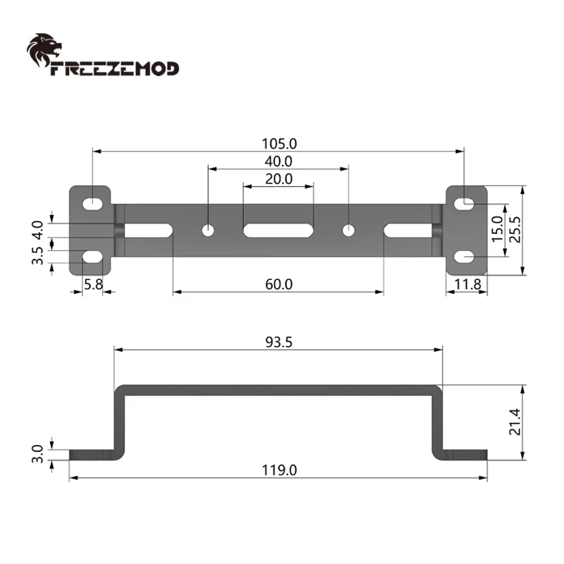 FREEZEMOD Soporte de montaje convexo para fijación de pared de fila de depósito/bomba/radiador, aleación de aluminio SXKJ-TX - imagen 2