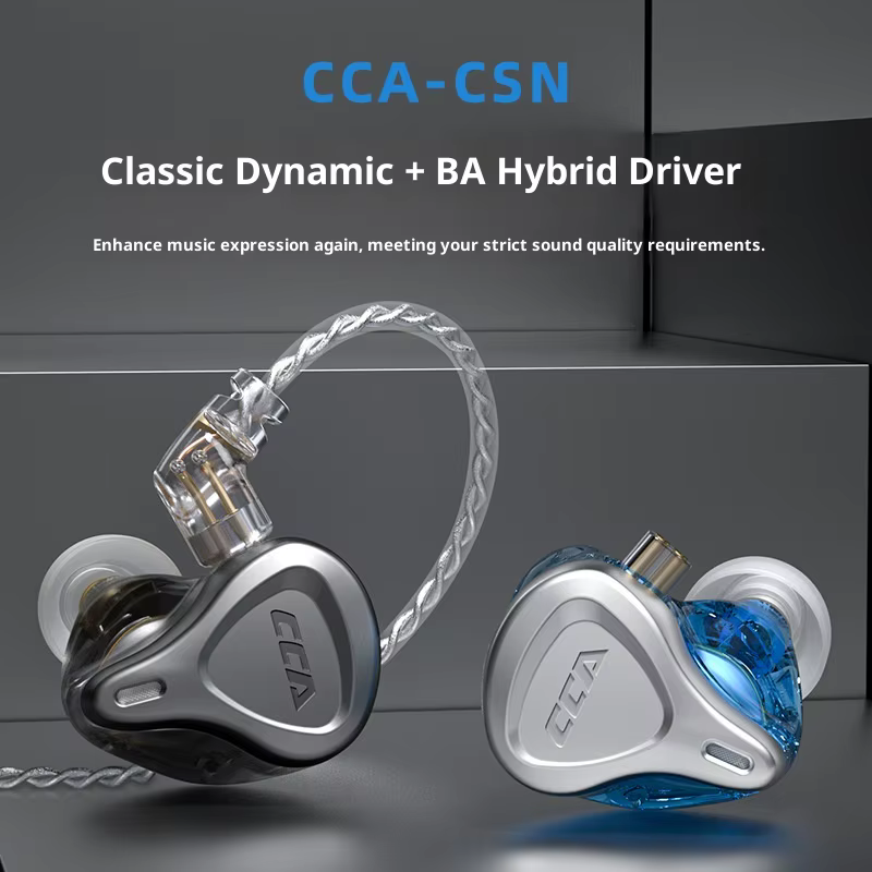 CCA CSN auriculares con cable estéreo HiFi sonido de graves híbrido 1DD + 1BA controlador auriculares para juegos Cable desmontable de 2 pines auriculares internos regalo - imagen 2