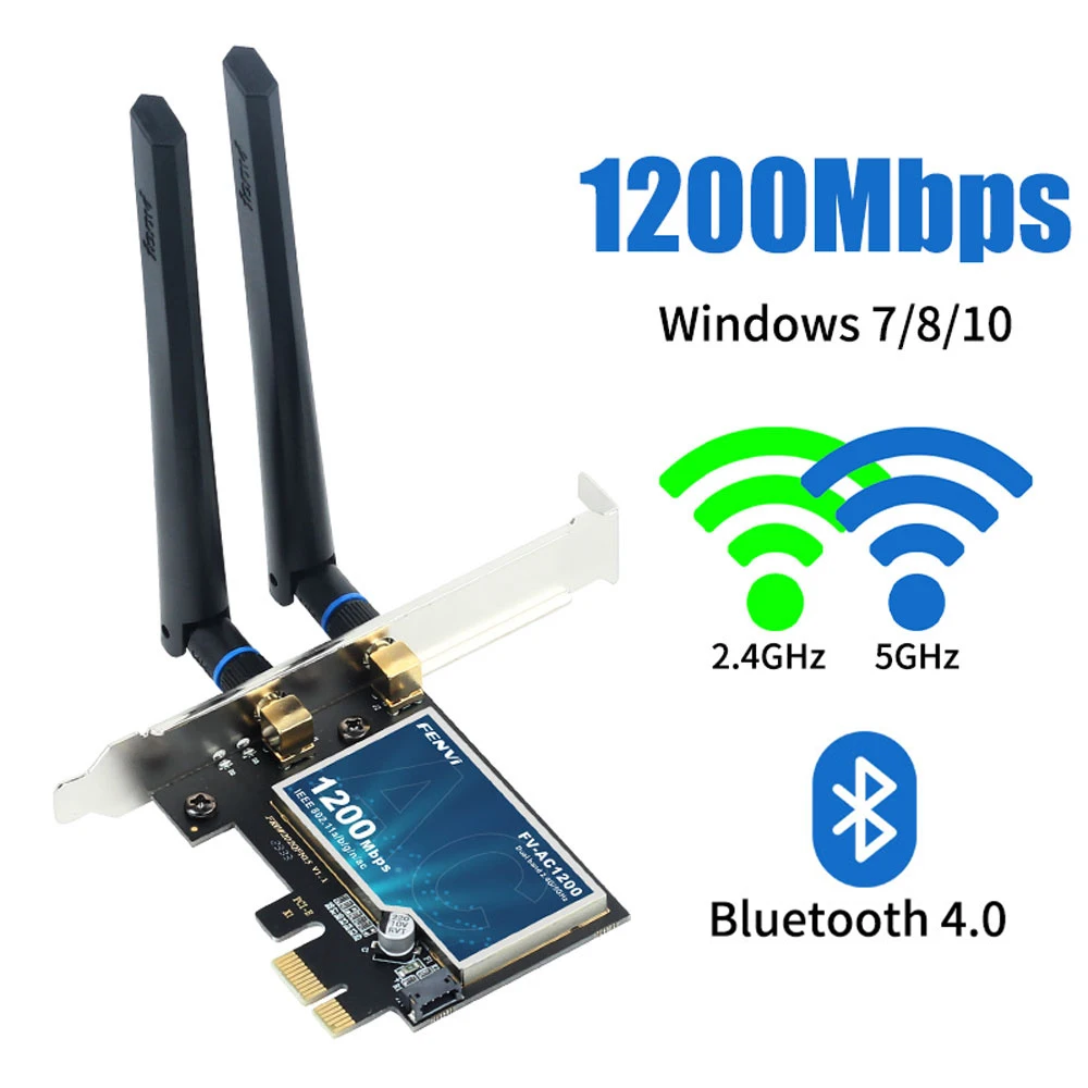 Fenvi WiFi5 AC1200 PCI-E adaptador WiFi BT4.0 802.11AC tarjeta WiFi adaptador de red de doble banda 802.11ac para PC de escritorio Win 7/8/10/11 - imagen 2