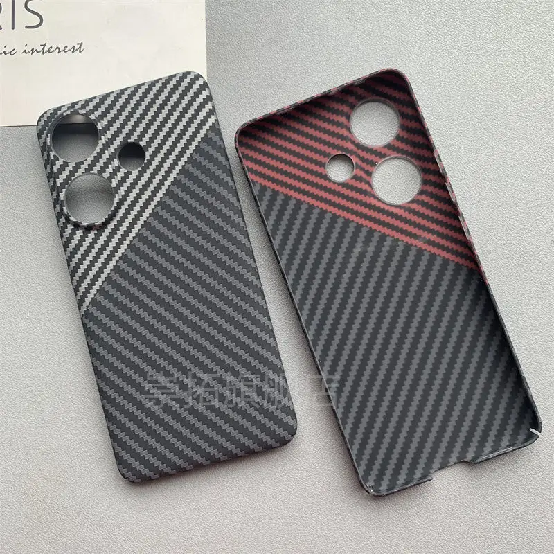 Funda a rayas Kevlar para Xiaomi POCO F6 F 6 Pro Redmi Turbo 3, cubierta trasera acrílica a rayas de fibra de carbono para POCO F6, Funda a prueba de golpes - imagen 3