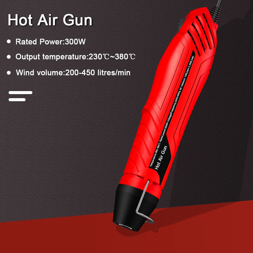Pistola de aire caliente de 300W, pistola sopladora de temperatura de soldadura DIY, secador en caliente de energía eléctrica, Mini pistola de calor para manualidades, envoltura de tubo retráctil - imagen 4