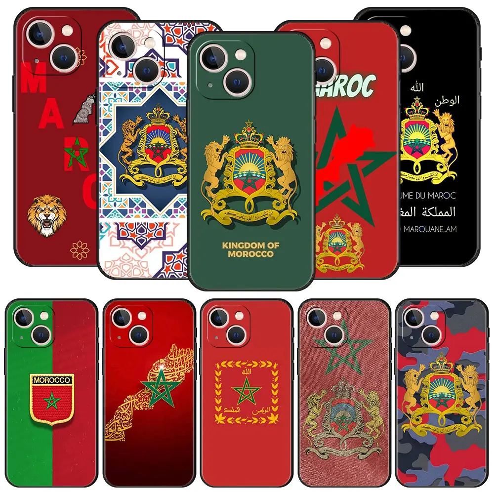 Funda de teléfono con pasaporte Maroc Marruecos con bandera marroquí para iPhone 16 13 15 14 12 11 Pro MAX XR X SE XS 7 8 Plus, funda suave de TPU
