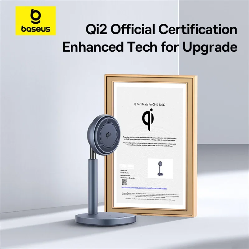 Cargador inalámbrico Baseus 2 en 1 Qi2 15W soporte de carga inalámbrico magnético para iPhone 13 14 15 16 17 AirPods Pro con ventilador de refrigeración - imagen 5