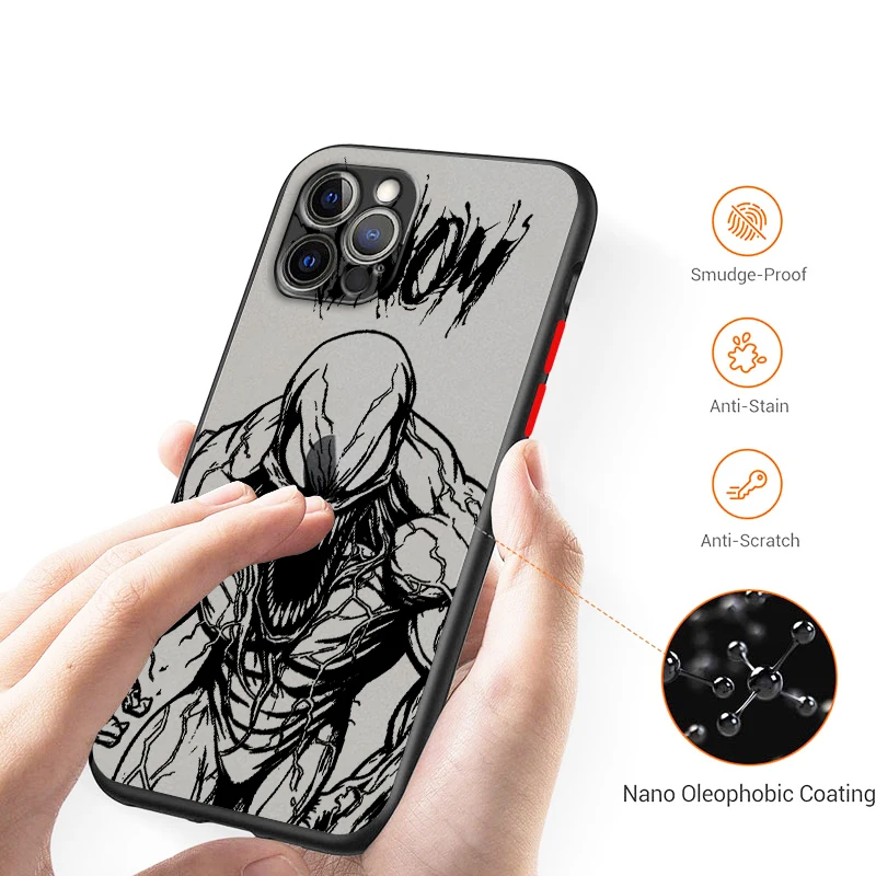 Venom-Marve translúcido esmerilado de arte Popular, funda suave para teléfono Apple iPhone 16, 15, 14, 13, 12, 11, XS, XR, X Pro Max Plus Mini - imagen 3