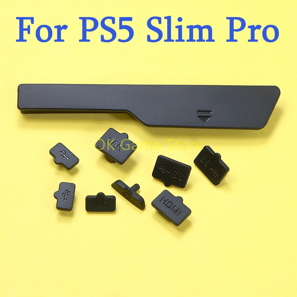 1 Juego de tapón antipolvo de goma 9 en 1 para Playstation5 PS5 Slim Pro DVD Drive Edition consola USB HDMI tapón antipolvo de silicona pieza de reparación