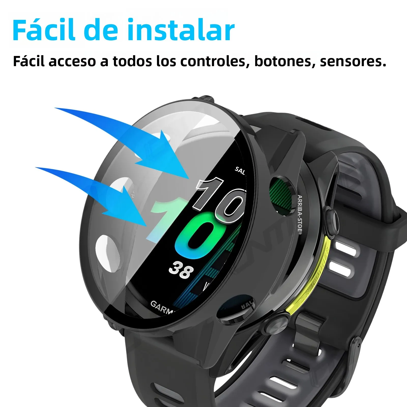 Vidrio + funda para Garmin Forerunner 970 570 42mm 47mm Protector de pantalla de vidrio templado y accesorios de parachoques protectores de PC duro - imagen 3