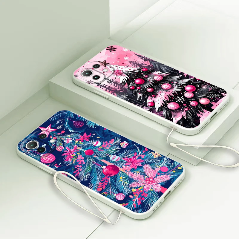 Funda de teléfono para Xiaomi Mi 13 10T 11T 12T Pro 11 12 Lite Funda suave Árbol de Navidad Rosa - imagen 2