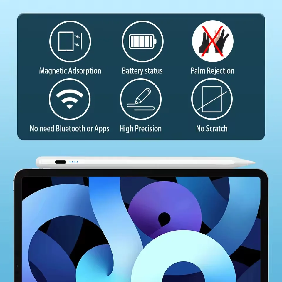 Lápiz óptico para iPad sin conexión Bluetooth con rechazo de palma para Pro 11 12,9 3.o 4o 5 6to, Air 5 Air 4 10th 10.9 11th(A16) - imagen 5