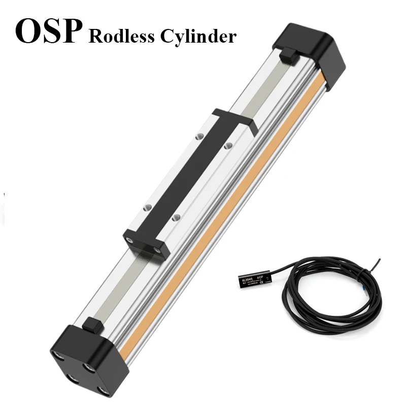 OSP-P16 P25 P32 P40 P50 P63 Cilindro de pistón de aire de carrera de 100 ~ 900 mm de alta velocidad Cilindro sin vástago de doble efecto articulado mecanicamente