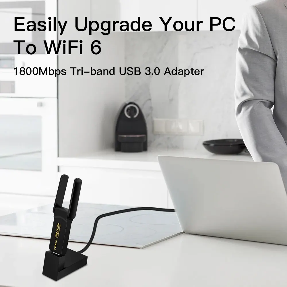 FENVI WiFi6 USB3.0 adaptador inalámbrico 1800Mbps banda Dual 2,4G/5GHz 802.11AX Wi-Fi Dongle tarjeta de red para ordenador portátil/PC Windows 10/11 - imagen 4