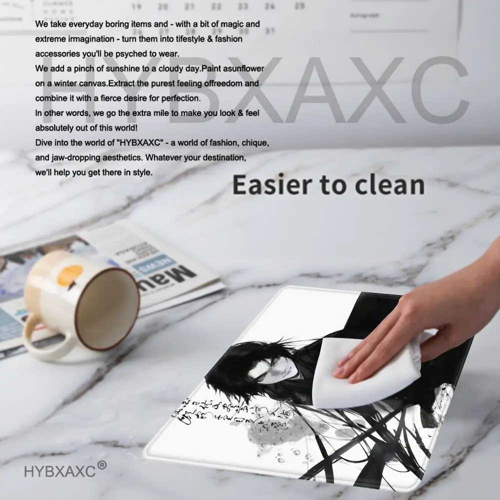 Alfombrilla de ratón pequeña de Anime Dark Girl, accesorios para juegos, alfombrilla de ratón para ordenador portátil, alfombrilla antideslizante para teclado de jugador, alfombrilla de escritorio en blanco y negro - imagen 4