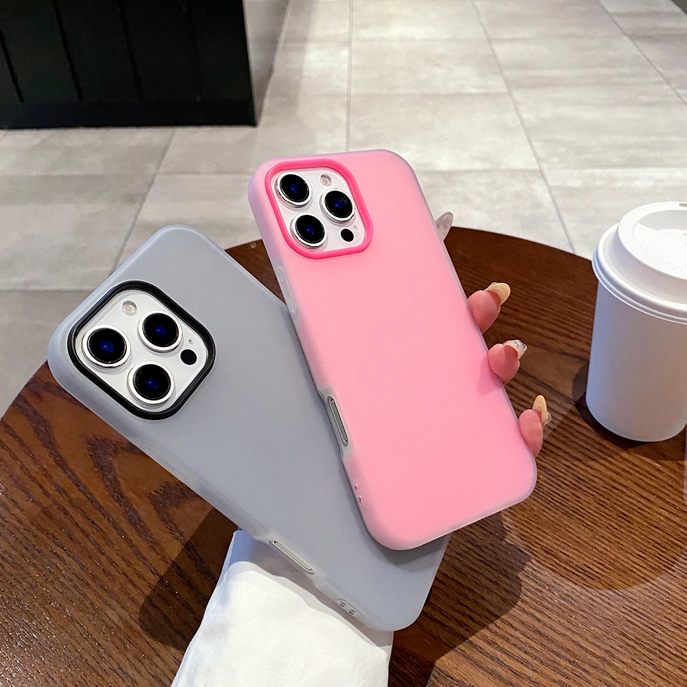 Funda de teléfono transparente de Color caramelo mate de lujo para iPhone 16 Plus 15 14 13 12 11 Pro Max cubierta suave de silicona a prueba de golpes - imagen 3