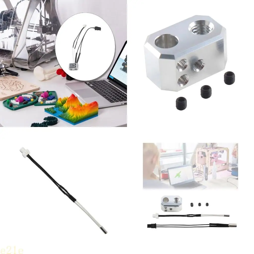 E21E Bloque calentamiento aluminio duradero Varilla calor y termómetro 24V 40W para impresora MK4