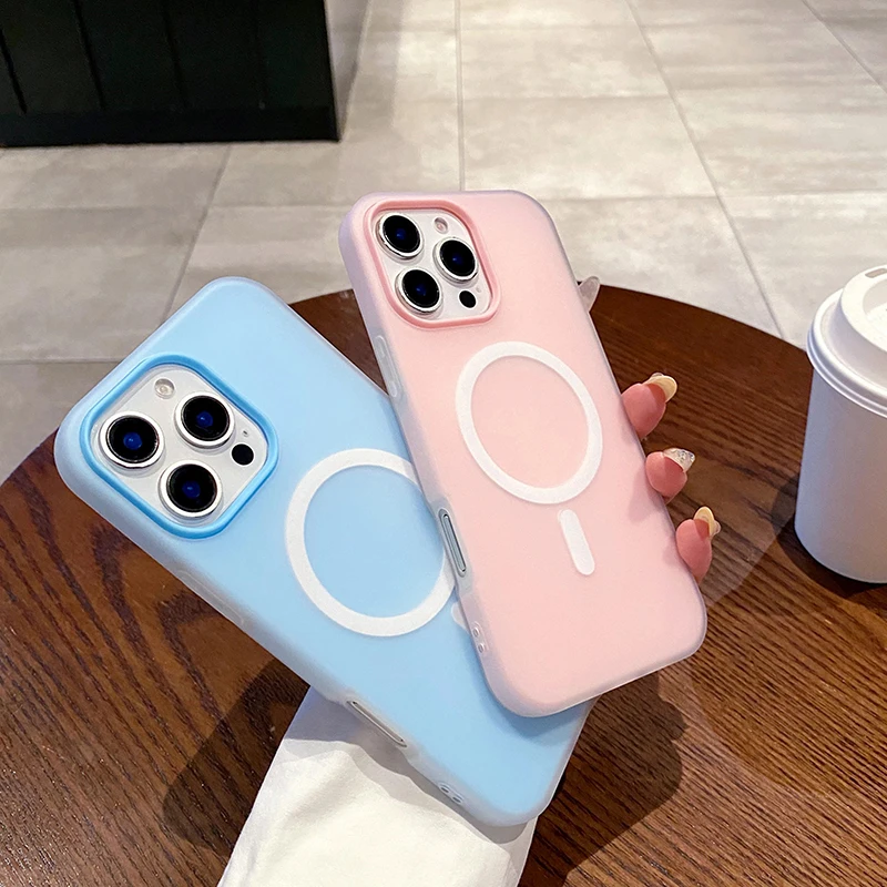 Funda de teléfono magnética 2 en 1 Color caramelo para iPhone 17 fundas iPhone 16 15 14 13 12 11 Pro Max Plus cubierta Magsafe de carga inalámbrica - imagen 4