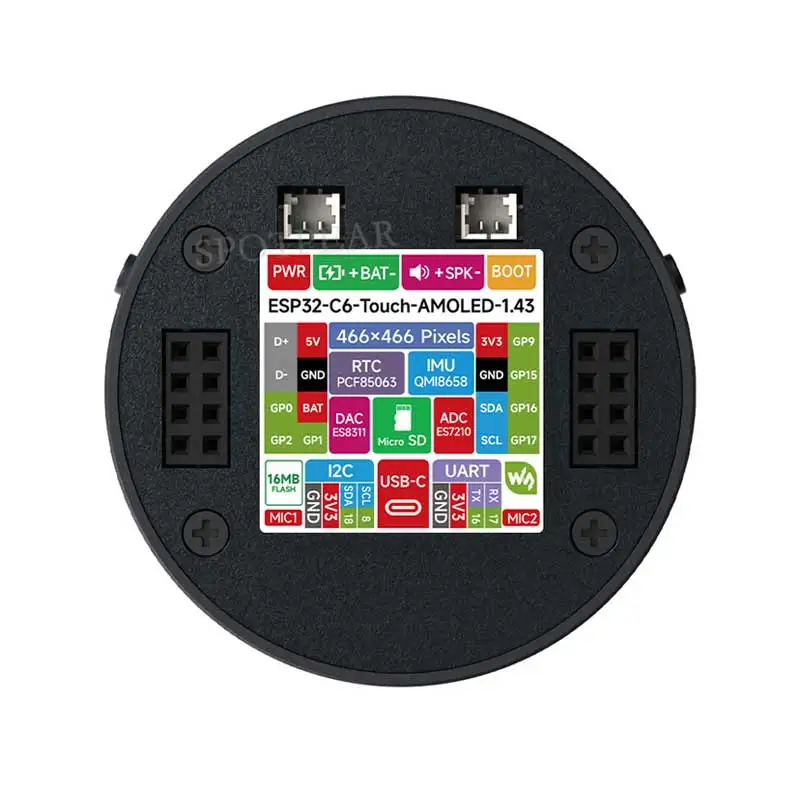 Placa de desarrollo ESP32 C6, pantalla AMOLED QSPI de 1,43 pulgadas, pantalla táctil de 1,43 pulgadas, micrófono Dual AudioI Deepseek N16R8 - imagen 3