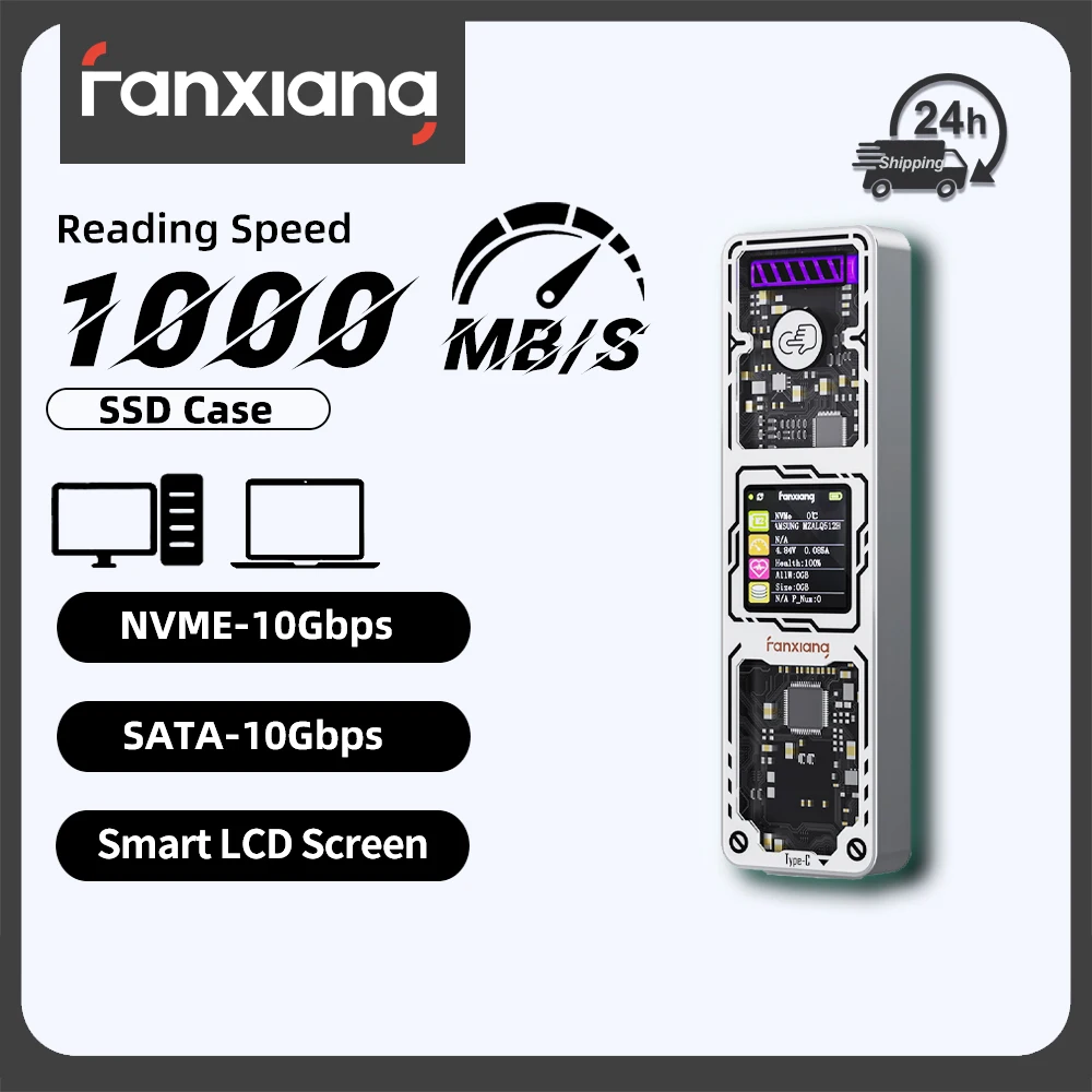 Fanxiang MD86 M.2 NVME/SATA SSD carcasa 10 Gbps USB 3,2 Gen 2 SSD adaptador/lector USB compatible con teclas M/B + M/2230/2242/2260/2280