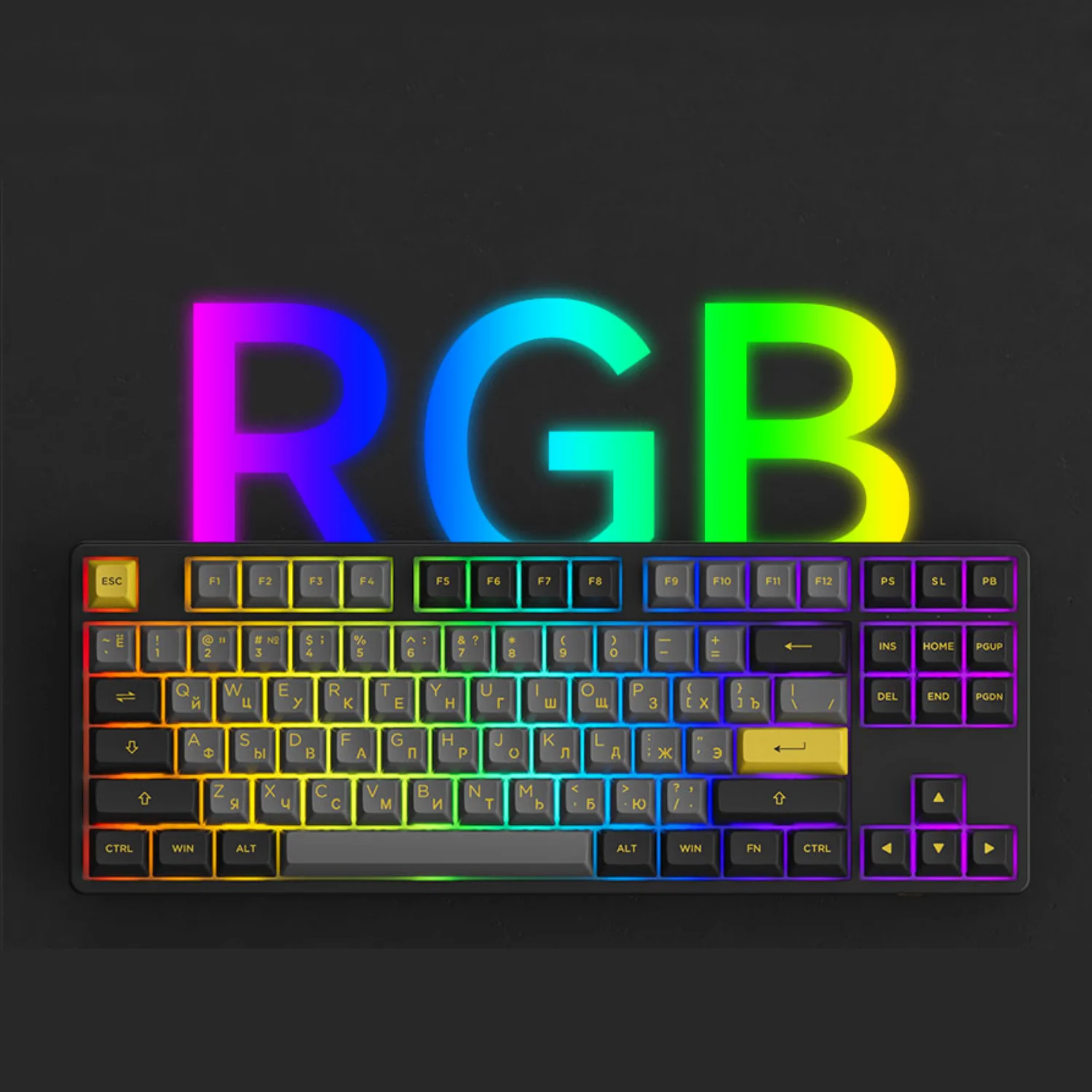 Teclado mecánico inalámbrico 5087B Plus, teclas rusas, perfil ASA 80% TKL, teclado personalizado RGB intercambiable en caliente para juegos de oficina - imagen 2