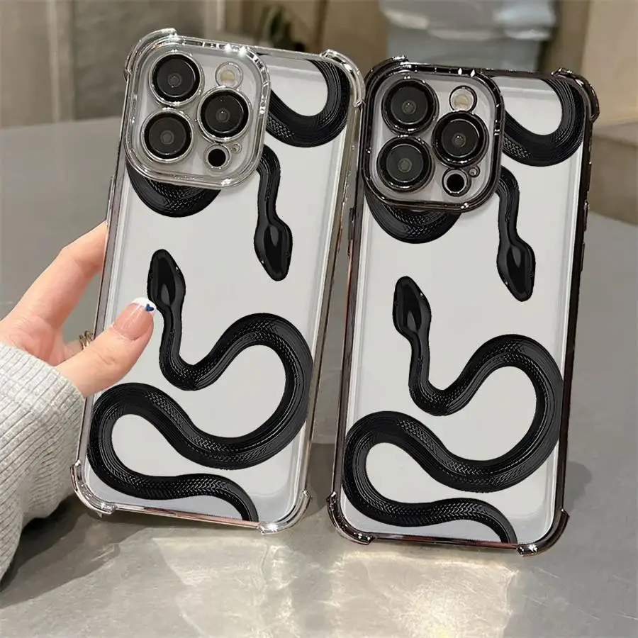 Funda de teléfono de serpiente de lujo para iPhone 15 12 14 Pro 16Plus XS MAX 16 15Pro Max 11 11Pro XR 13 funda suave