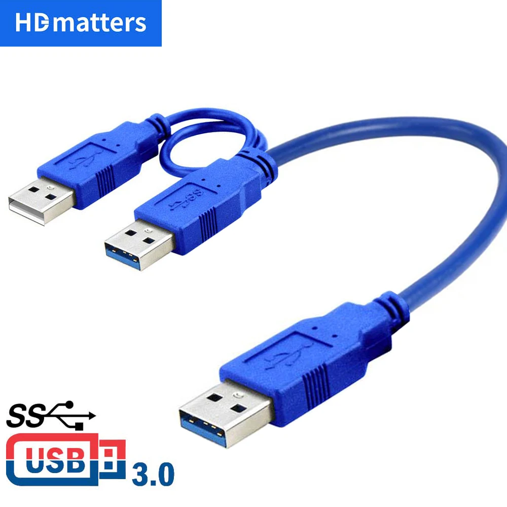 Cable USB 3,0 Cable de datos USB 3,0 macho a macho Cable doble USB 3,0 macho para disco duro portátil Cable USB 3,0 HDD