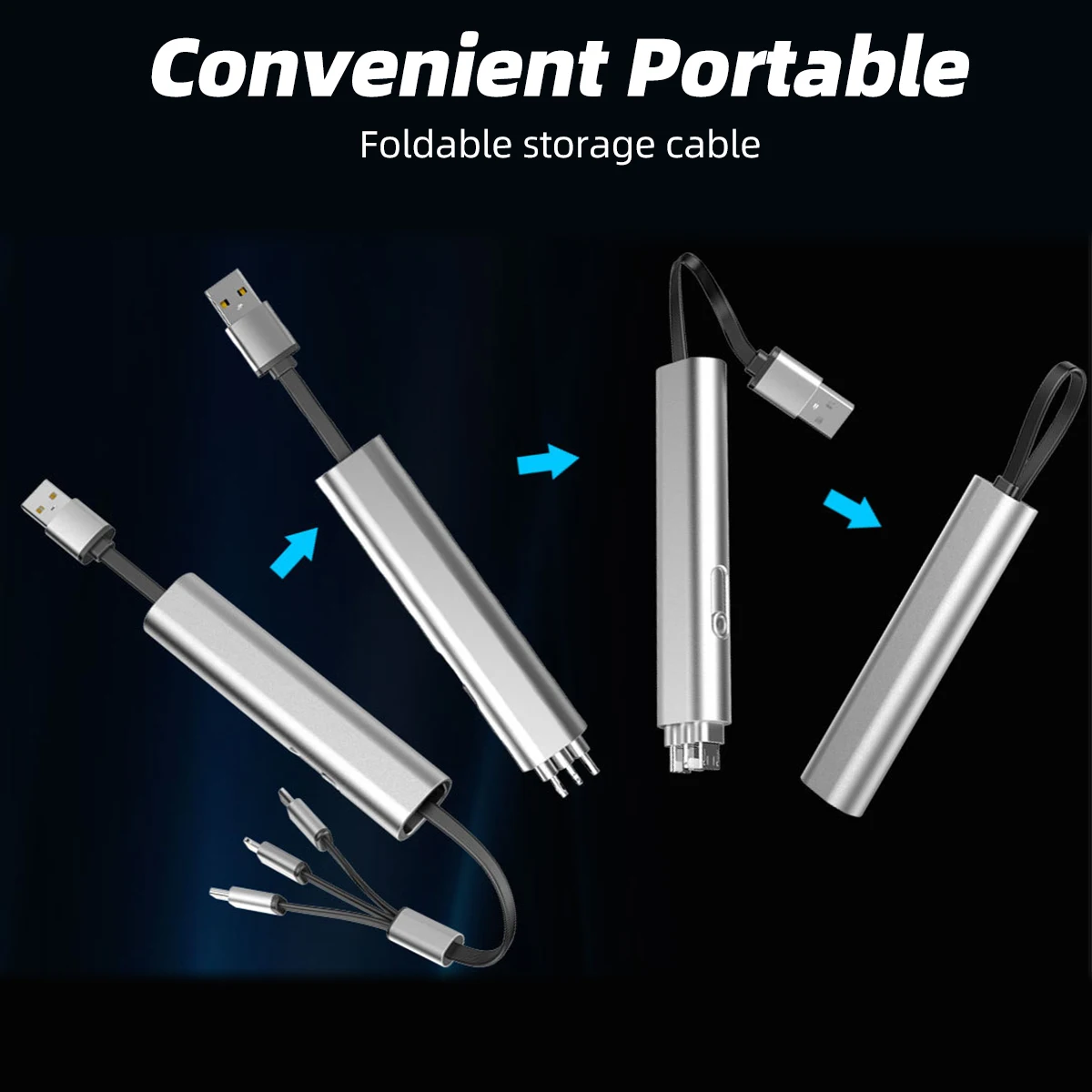 Cable USB de carga rápida 3 en 1 de Metal para iPhone, Samsung, Huawei, Cable cargador Micro USB C oculto Multi retráctil, regalos creativos - imagen 3