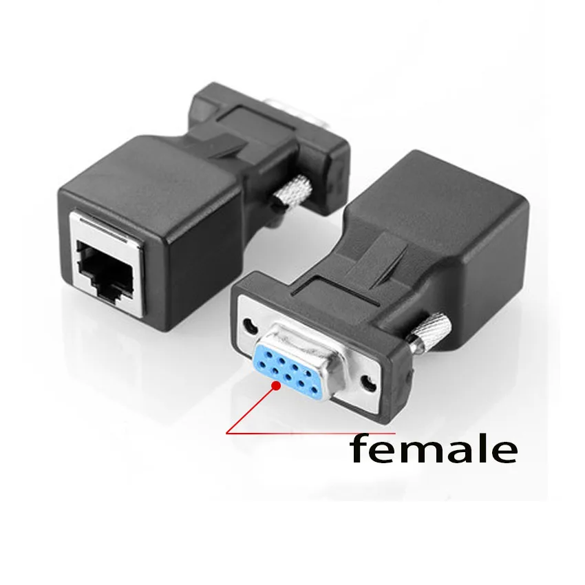 Adaptador de red DB9 RS232 hembra/macho a RJ45, puerto COM a convertidor de puerto Ethernet Cat5e/6 LAN, serie DB9 hembra a RJ45 hembra - imagen 2