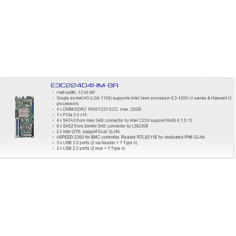 E3C224D4HM-8R LGA1150 33CM x 15,1 CM compatible con placa base de servidor E3-1200 V3 para ASROCK de alta calidad - imagen 4