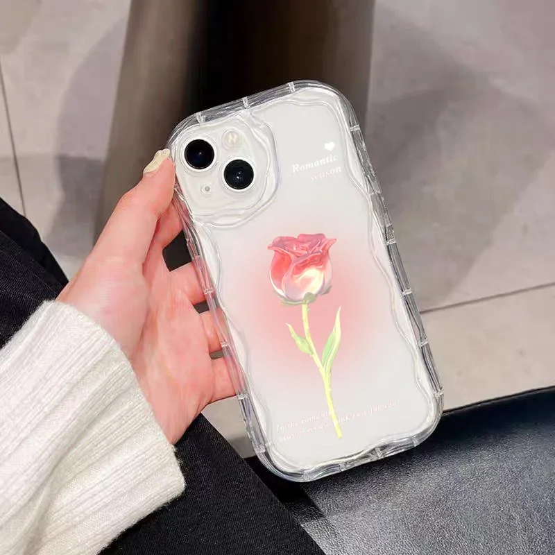 Funda transparente con flores rosas para Motorola Moto Edge 50 Fusion PRO ULTRA 5G G84 G05 G14 G34 G35 G52 G15 G54 G22 G75 de silicona - imagen 3