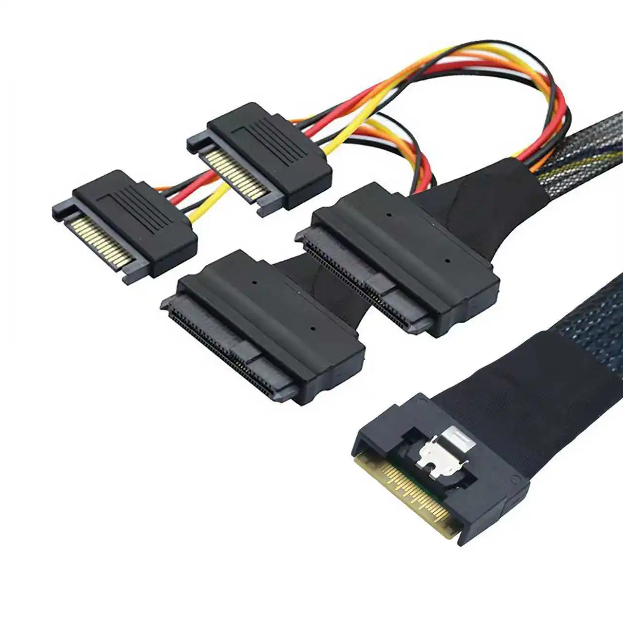 80CM 50CM PCI-E Slimline LP perfil bajo SFF-8654 8I 74P a 2X SFF-8639 U.2 U2 con 15P SATA power NVME para Cable SSD - imagen 4
