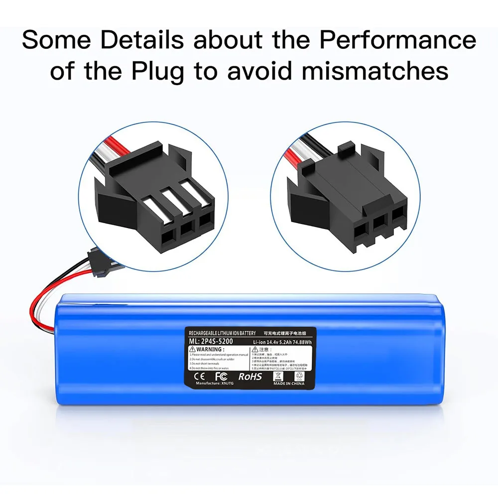 Paquete de batería de iones de litio de 14,4 V y 5200 mAh para robot de barrido ROIDMI EVE EVA Eve Plus SDJ01RM SDJ06RM. - imagen 2